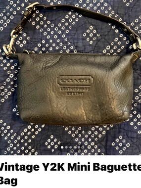 Coach Black Leather Mini Baguette Shoulder Bag